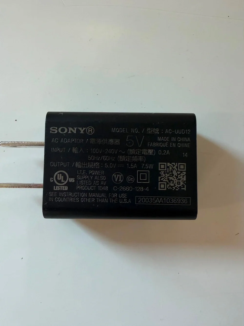 Lot of 3 USB Wall Charger Adapters TCL Huawei and Sony Black